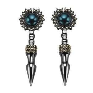 Mawi Punk Rajah large spike and cabochon pearl earrings